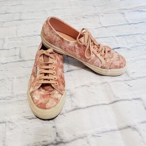 Superga Velvet Pink & Peach Tie Dye Shoes Sneakers Sz women's 8.5